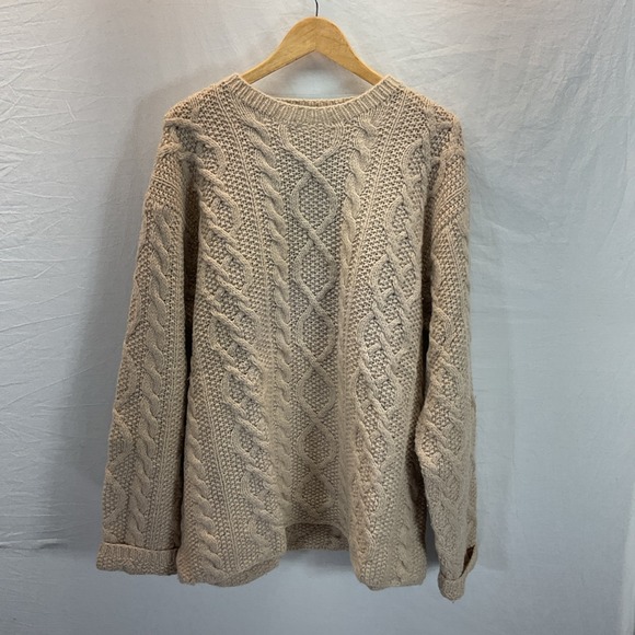J.CREW Other - VTG J Crew Wool Chunky Hand Knit Cable Sweater Fisherman Heavyweight Mens L Tall